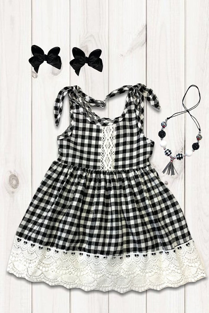Checker Dress with Lace