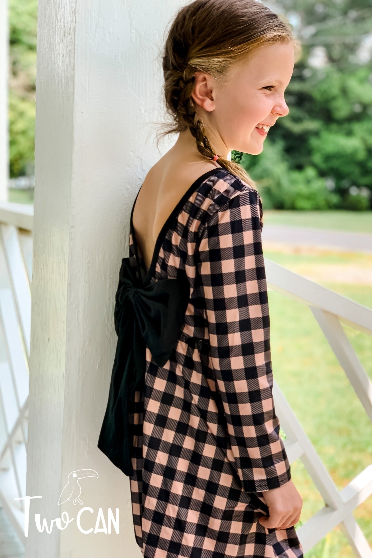 Brown Plaid Bow Back Dress – Little Blessings